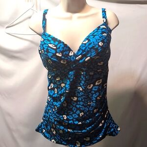 Coco Reef True Blue Lycra Tankini top 34DD swimwear perfection fit sz 10